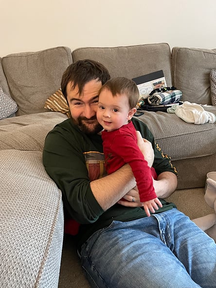 Me and my son William having a cuddle on Christmas day.