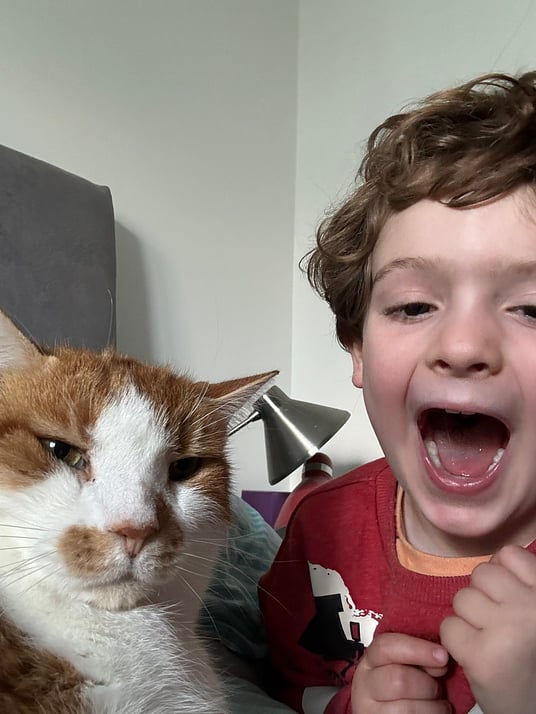 William and Benji the cat.