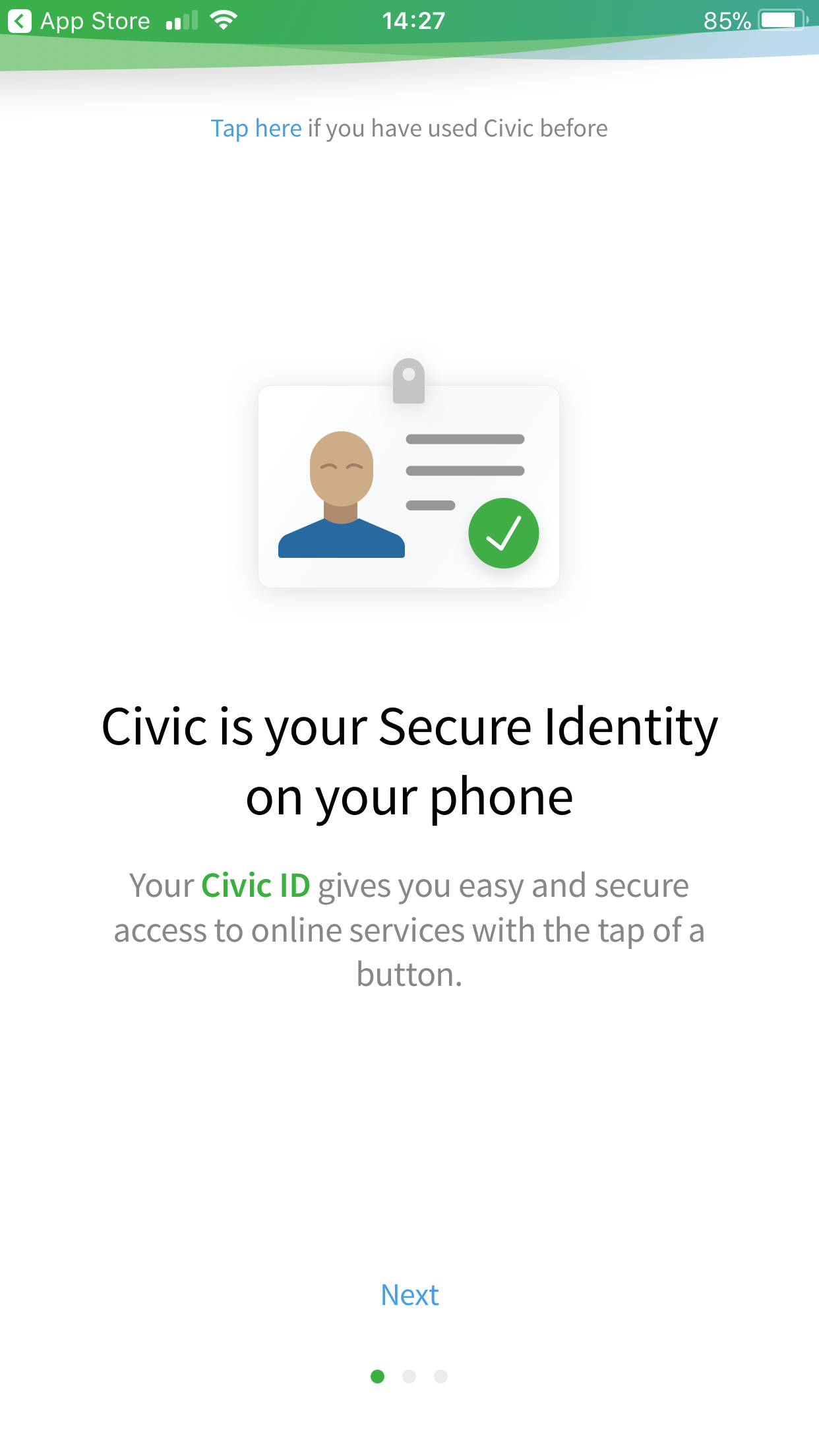 Civic App Intro Screen 1